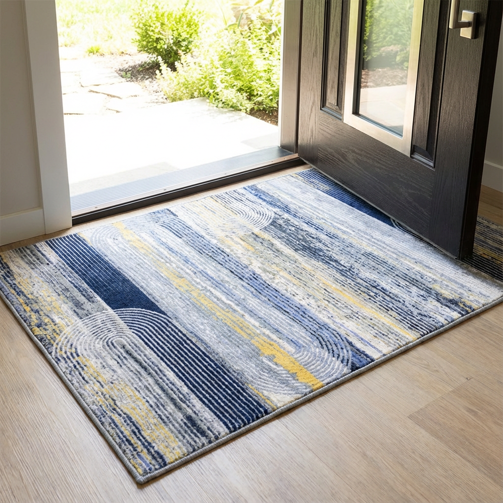 Muddy Mat® Horizon Washable Area Rugs for Living Room, Bedroom & Dining Room – Modern Soft Low Pile Non Slip Carpet – Pet Friendly Waterproof Foldable Rugs for Home