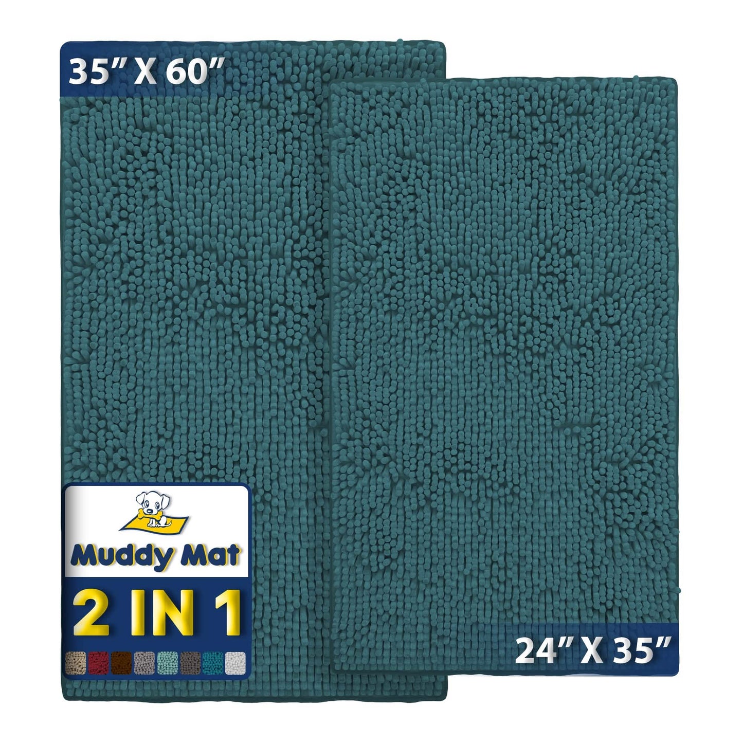 Muddy Mat® - Anti-Mud Dog Door Mat - Pack of 2 - 24" x 35" & 35" x 60"