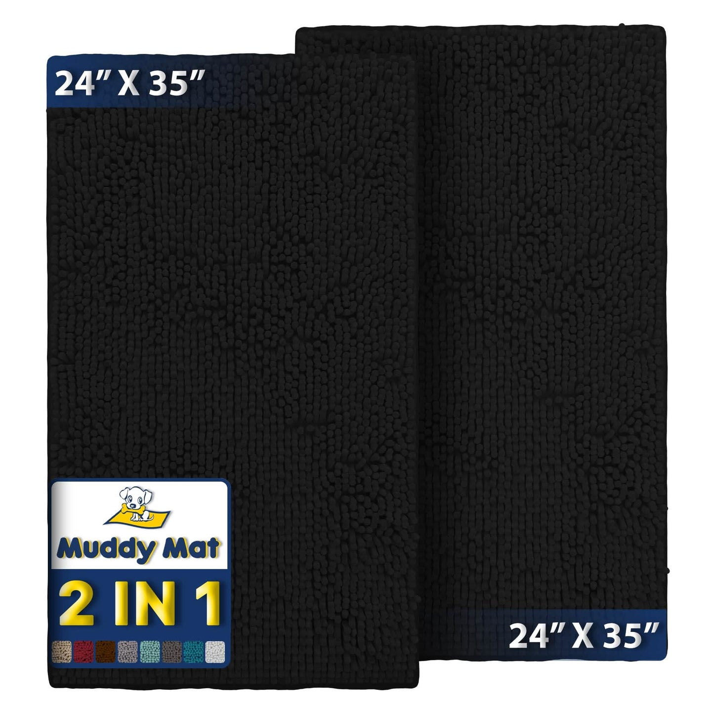 Muddy Mat® - Anti-Mud Dog Door Mat - Pack of 2 - 24" x 35"
