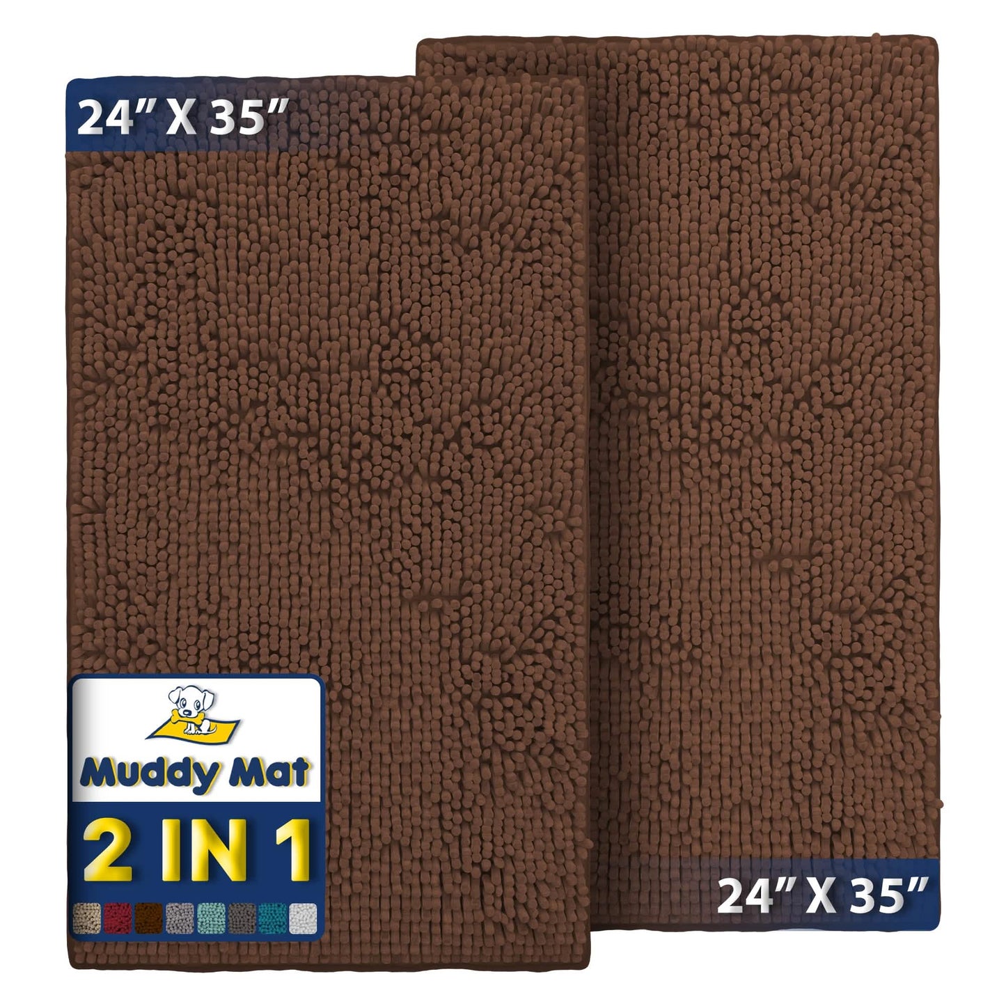 Muddy Mat® - Anti-Mud Dog Door Mat - Pack of 2 - 24" x 35"
