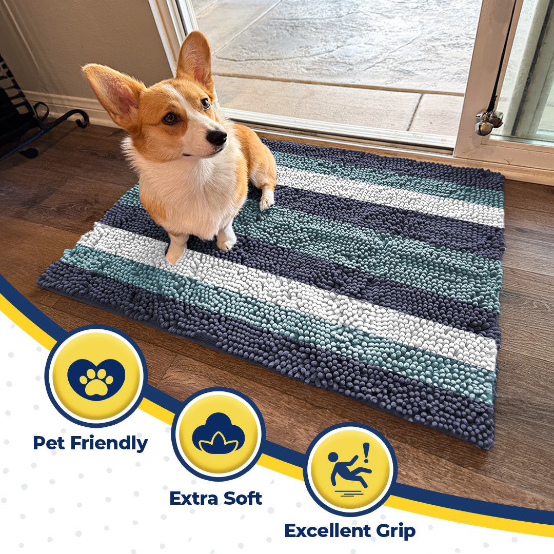 Muddy Mat® Horizontal Loop Design Super Absorbent Chenille Dog Door Mat for Muddy Paws – Non-Slip, Machine Washable Indoor Entry Rug, Quick-Dry Pet Mat for Entryway