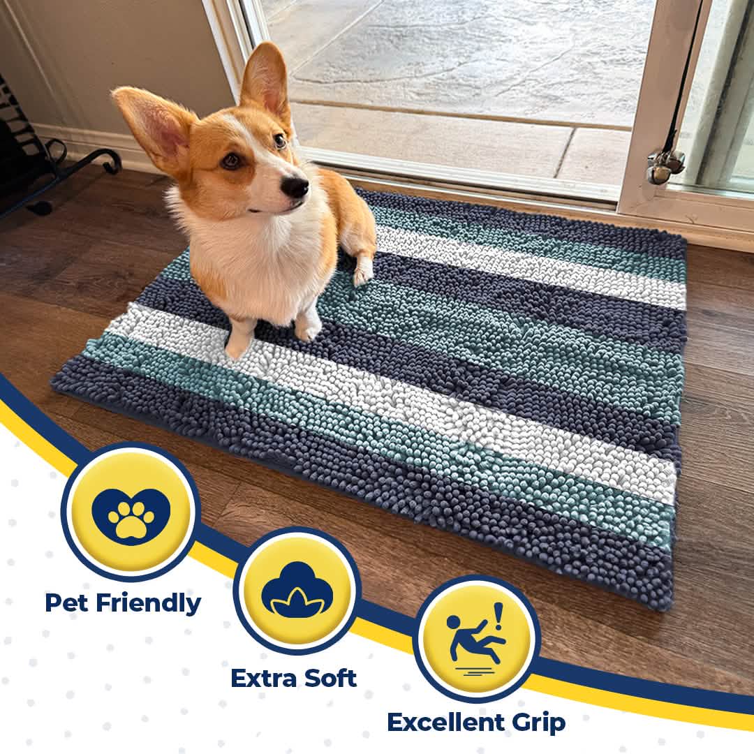 Muddy Mat® Horizontal Loop Design Super Absorbent Chenille Dog Door Mat for Muddy Paws – Non-Slip, Machine Washable Indoor Entry Rug, Quick-Dry Pet Mat for Entryway