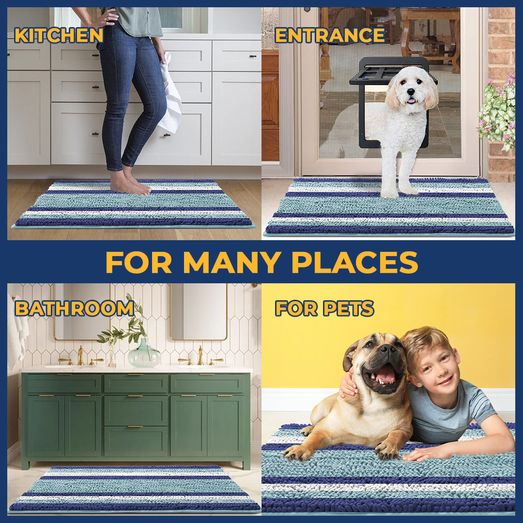 Muddy Mat® Horizontal Loop Design Super Absorbent Chenille Dog Door Mat for Muddy Paws – Non-Slip, Machine Washable Indoor Entry Rug, Quick-Dry Pet Mat for Entryway