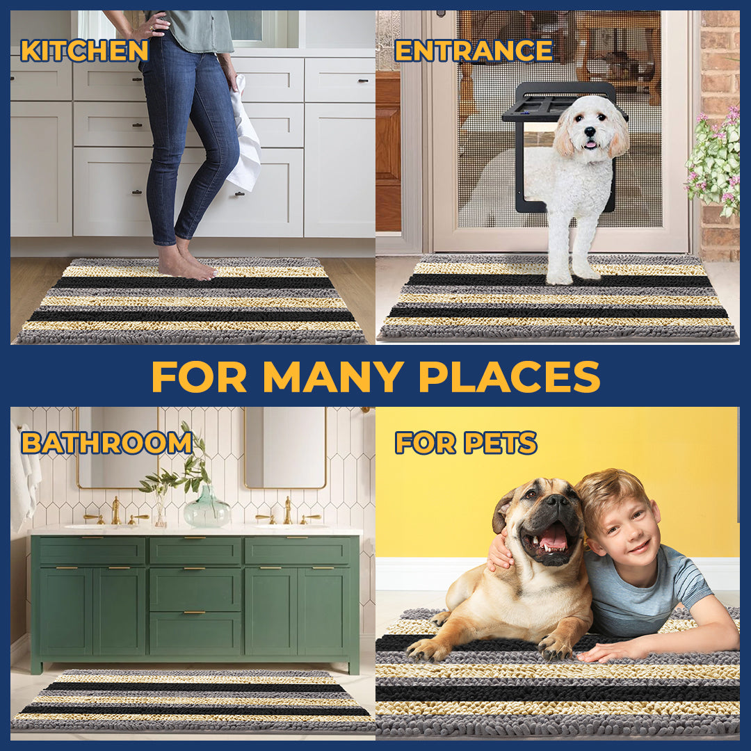 Muddy Mat® Horizontal Loop Design Super Absorbent Chenille Dog Door Mat for Muddy Paws – Non-Slip, Machine Washable Indoor Entry Rug, Quick-Dry Pet Mat for Entryway