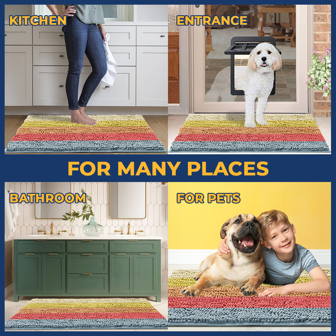 Muddy Mat® Horizontal Loop Design Super Absorbent Chenille Dog Door Mat for Muddy Paws – Non-Slip, Machine Washable Indoor Entry Rug, Quick-Dry Pet Mat for Entryway