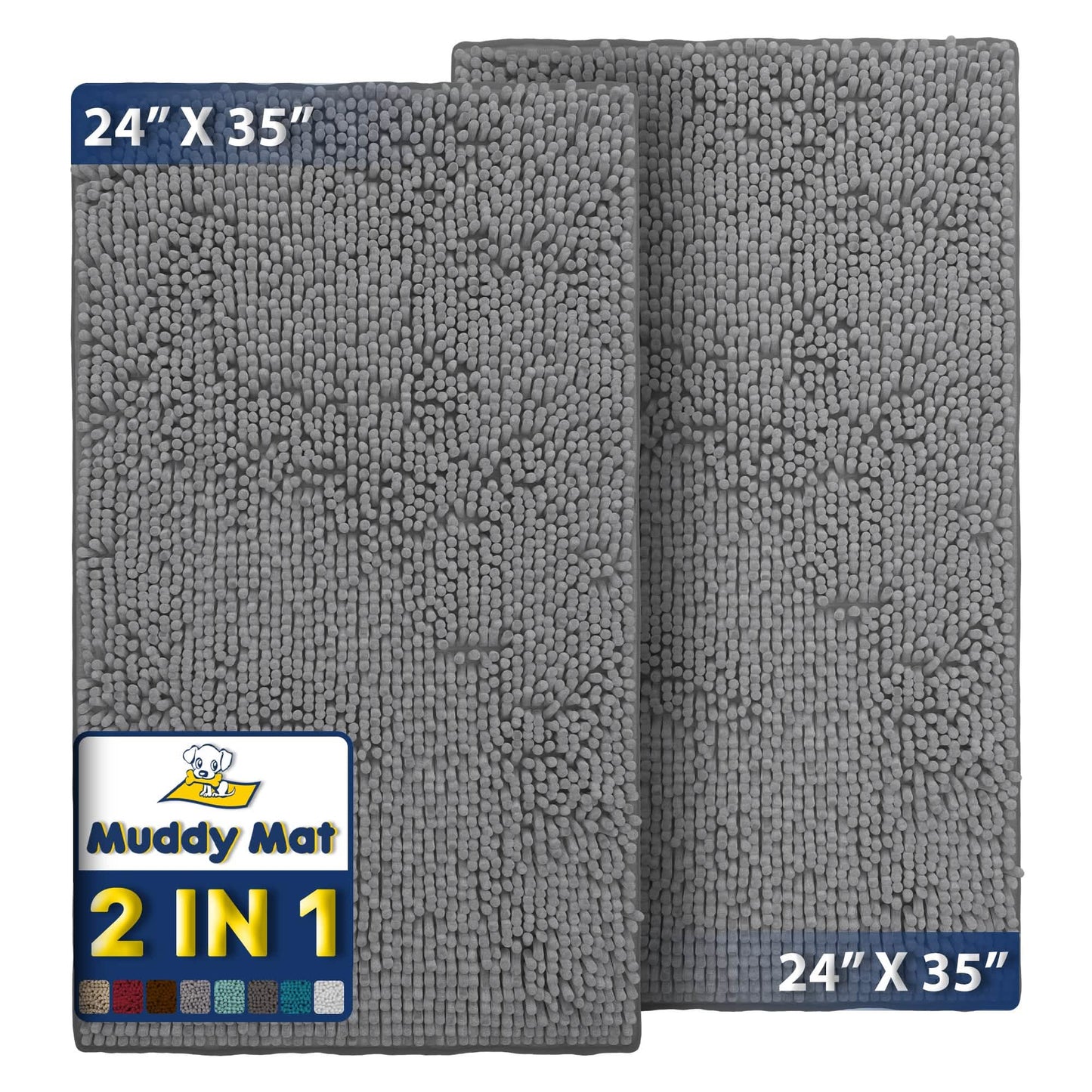 Muddy Mat® - Anti-Mud Dog Door Mat - Pack of 2 - 24" x 35"