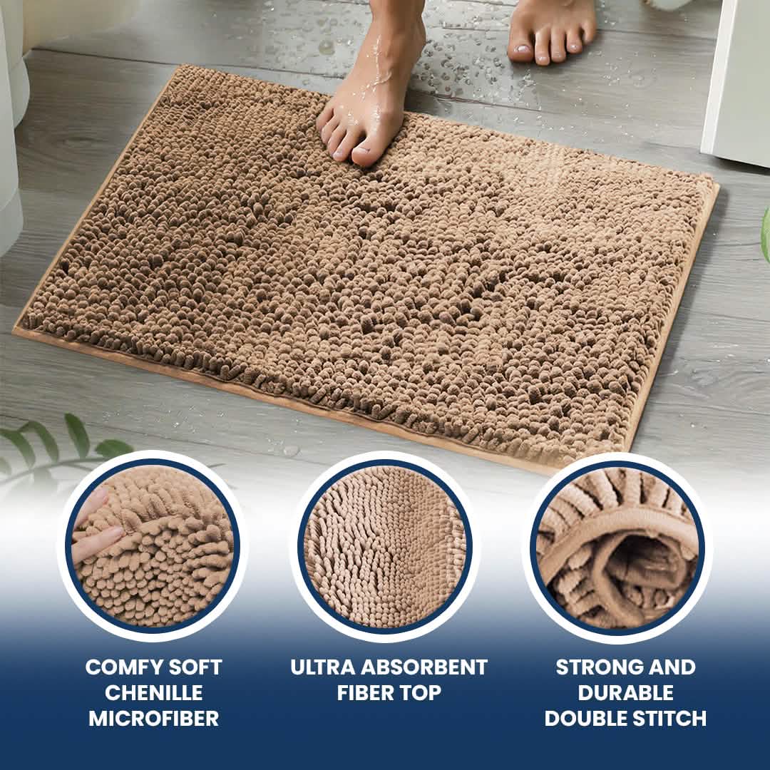 Muddy Mat® Bathroom Rugs set, Bath Mats (20”x30”) with U Shaped Toilet Mat (20”x20”)