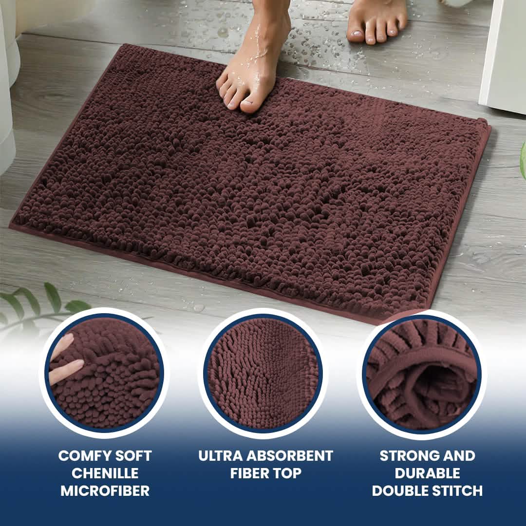 Muddy Mat® Bathroom Rugs set, Bath Mats (20”x30”) with U Shaped Toilet Mat (20”x20”)