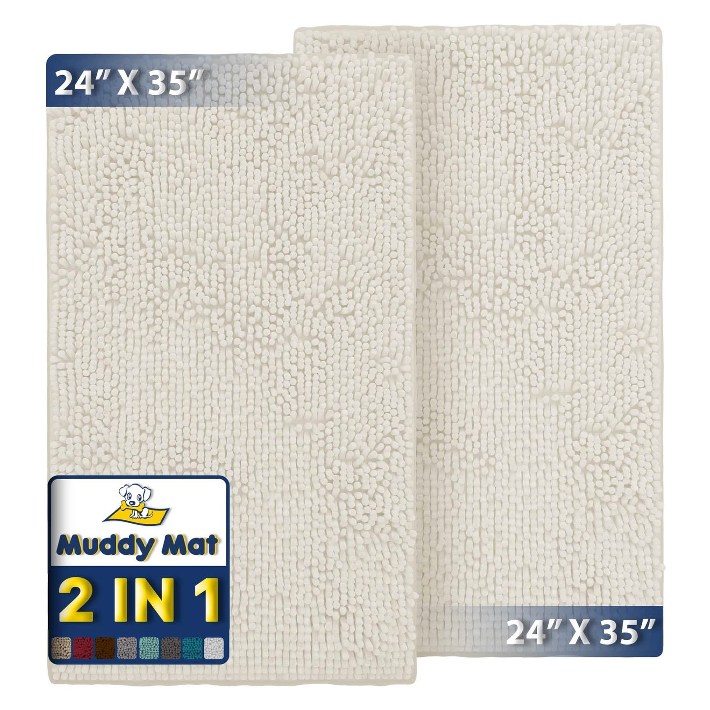Muddy Mat® - Anti-Mud Dog Door Mat - Pack of 2 - 24" x 35"