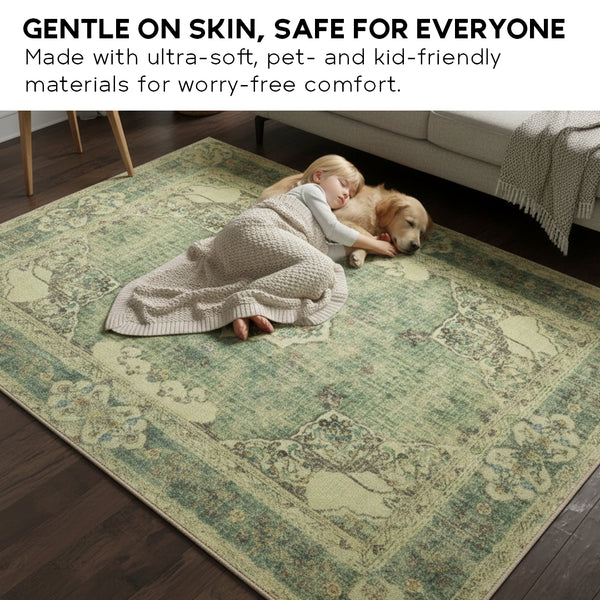 Muddy Mat® Majestic Washable Area Rugs for Living Room, Bedroom & Dining Room – Modern Soft Low Pile Non Slip Carpet – Pet Friendly Waterproof Foldable Rugs for Home