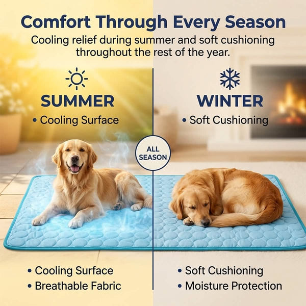 Muddy Mat® Self-Cooling Dog Mat, Ice Silk Cooling Pad for Dogs & Cats, No Water or Electricity Needed, Easy to Clean Non-Slip Summer Pet Mat for Indoor & Outdoor, Sofa, Crate & Car