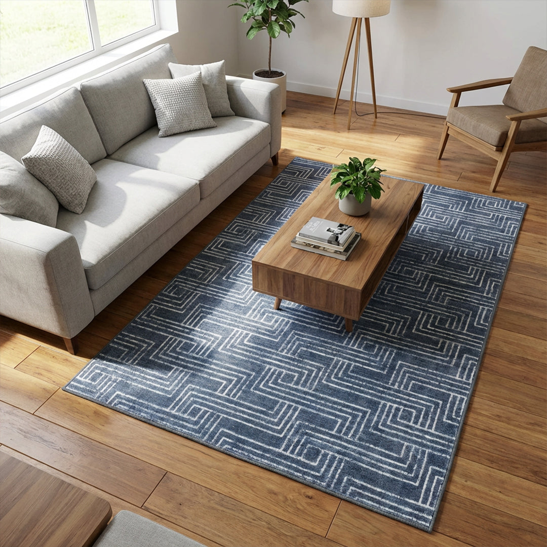 Muddy Mat® Cipher Washable Area Rugs for Living Room, Bedroom & Dining Room – Modern Soft Low Pile Non Slip Carpet – Pet Friendly Waterproof Foldable Rugs for Home