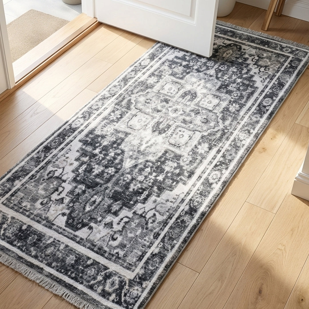 Muddy Mat® Onyx Washable Area Rugs for Living Room, Bedroom & Dining Room – Modern Soft Low Pile Non Slip Carpet – Pet Friendly Waterproof Foldable Rugs for Home