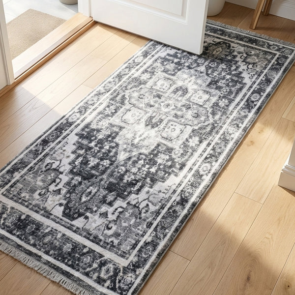 Muddy Mat® Onyx Washable Area Rugs for Living Room, Bedroom & Dining Room – Modern Soft Low Pile Non Slip Carpet – Pet Friendly Waterproof Foldable Rugs for Home