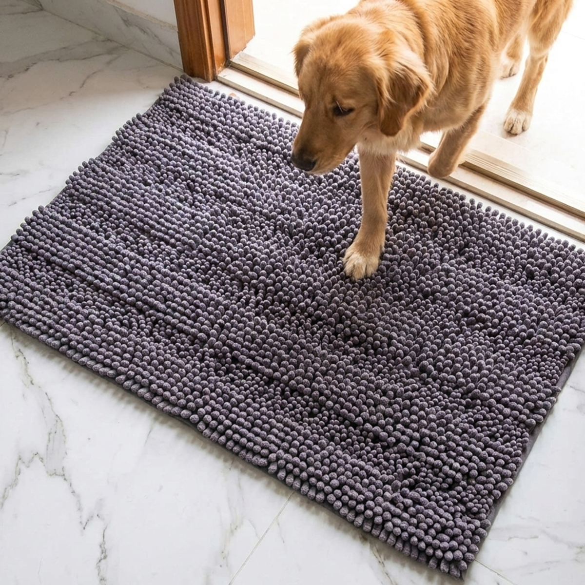 Muddy Mat® StripeMax Dog Floor Mat for Muddy Paws – Thick Plush Striped Chenille Muddy Carpet®, Super Water Absorbent Microfiber, Quick Dry, Slip Resistant Washable Indoor Mat