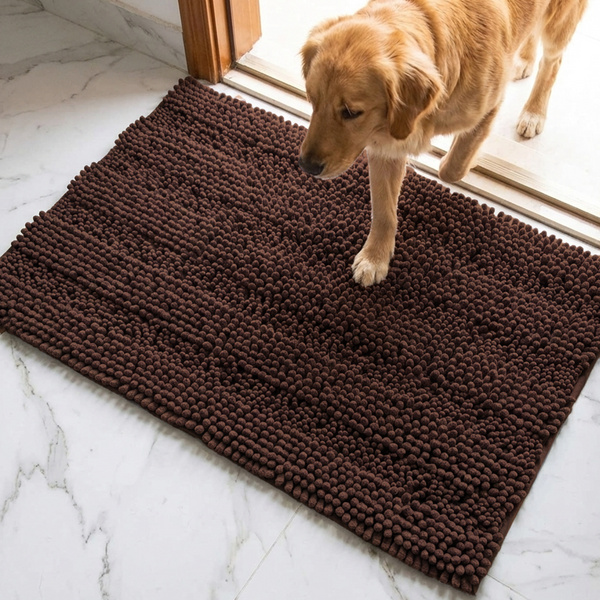 Muddy Mat® StripeMax Dog Floor Mat for Muddy Paws – Thick Plush Striped Chenille Muddy Carpet®, Super Water Absorbent Microfiber, Quick Dry, Slip Resistant Washable Indoor Mat