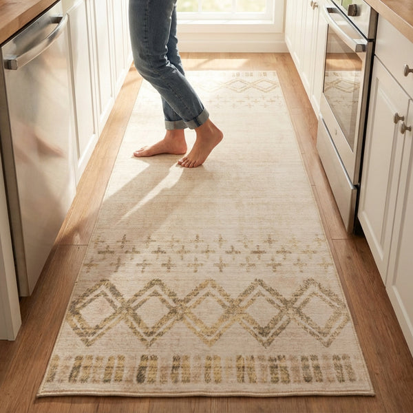 Muddy Mat® Tribal Washable Area Rugs for Living Room, Bedroom & Dining Room – Modern Soft Low Pile Non Slip Carpet – Pet Friendly Waterproof Foldable Rugs for Home