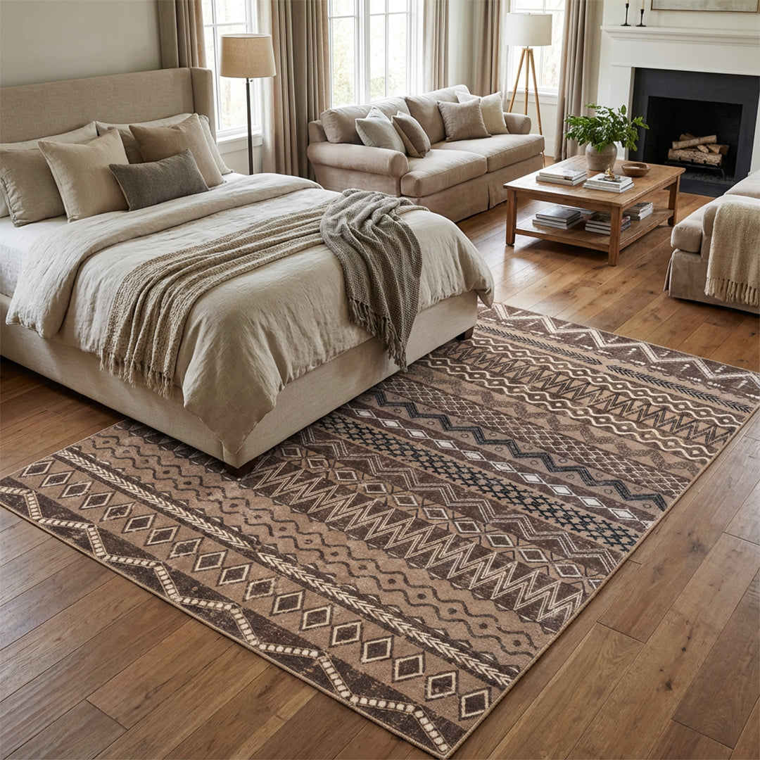 Muddy Mat® Nomad Washable Area Rugs for Living Room, Bedroom & Dining Room – Modern Soft Low Pile Non Slip Carpet – Pet Friendly Waterproof Foldable Rugs for Home