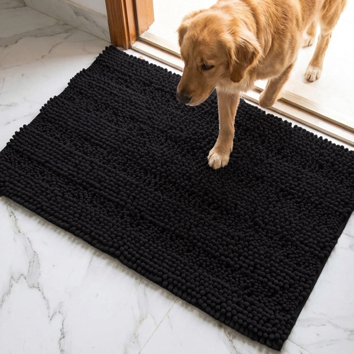 Muddy Mat® StripeMax Dog Floor Mat for Muddy Paws – Thick Plush Striped Chenille Muddy Carpet®, Super Water Absorbent Microfiber, Quick Dry, Slip Resistant Washable Indoor Mat