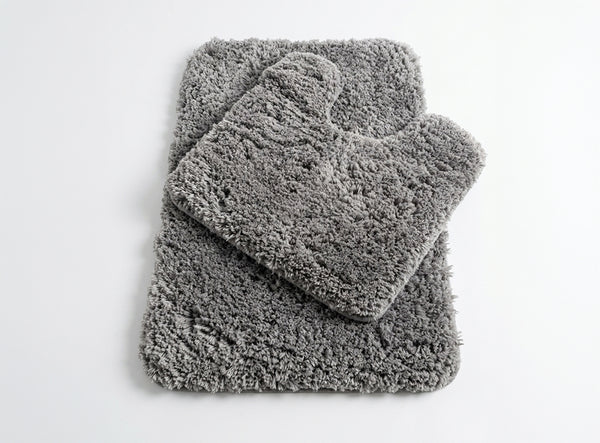Muddy Mat® Fluffy Bathroom Rugs 2 Piece Set, Soft Absorbent Microfiber Bath Mats, Non Slip, Quick Dry, Machine Washable for Floor, Tub, Shower & Toilet, 20"x30" + 20"x20" U-Shaped