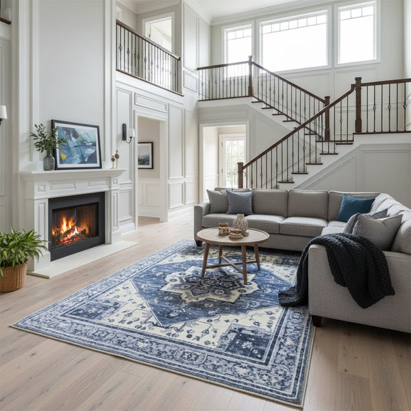 Muddy Mat® Admiral Washable Area Rugs for Living Room, Bedroom & Dining Room – Modern Soft Low Pile Non Slip Carpet – Pet Friendly Waterproof Foldable Rugs for Home