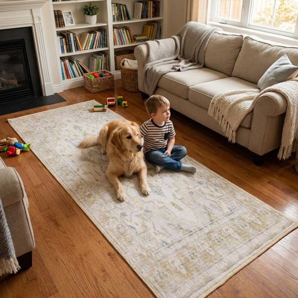 Muddy Rags Muddy Mat® Muddy Carpet® Champagne Washable Area Rugs for Living Room,