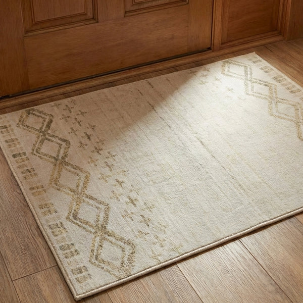 Muddy Mat® Tribal Washable Area Rugs for Living Room, Bedroom & Dining Room – Modern Soft Low Pile Non Slip Carpet – Pet Friendly Waterproof Foldable Rugs for Home