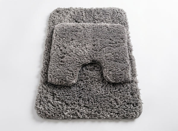 Muddy Mat® Fluffy Bathroom Rugs 2 Piece Set, Soft Absorbent Microfiber Bath Mats, Non Slip, Quick Dry, Machine Washable for Floor, Tub, Shower & Toilet, 20"x30" + 20"x20" U-Shaped