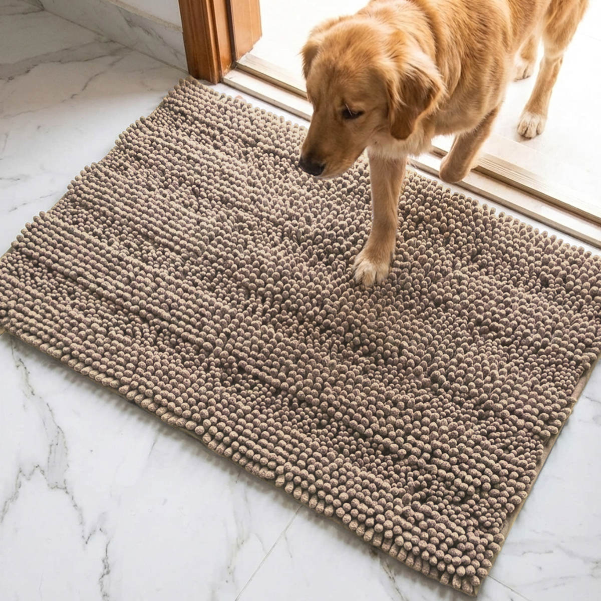 Muddy Mat® StripeMax Dog Floor Mat for Muddy Paws – Thick Plush Striped Chenille Muddy Carpet®, Super Water Absorbent Microfiber, Quick Dry, Slip Resistant Washable Indoor Mat