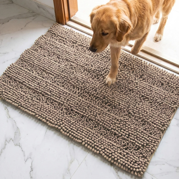 Muddy Mat® StripeMax Dog Floor Mat for Muddy Paws – Thick Plush Striped Chenille Muddy Carpet®, Super Water Absorbent Microfiber, Quick Dry, Slip Resistant Washable Indoor Mat