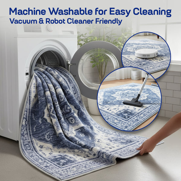 Muddy Mat® Admiral Washable Area Rugs for Living Room, Bedroom & Dining Room – Modern Soft Low Pile Non Slip Carpet – Pet Friendly Waterproof Foldable Rugs for Home