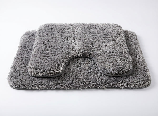 Muddy Mat® Fluffy Bathroom Rugs 2 Piece Set, Soft Absorbent Microfiber Bath Mats, Non Slip, Quick Dry, Machine Washable for Floor, Tub, Shower & Toilet, 20"x30" + 20"x20" U-Shaped