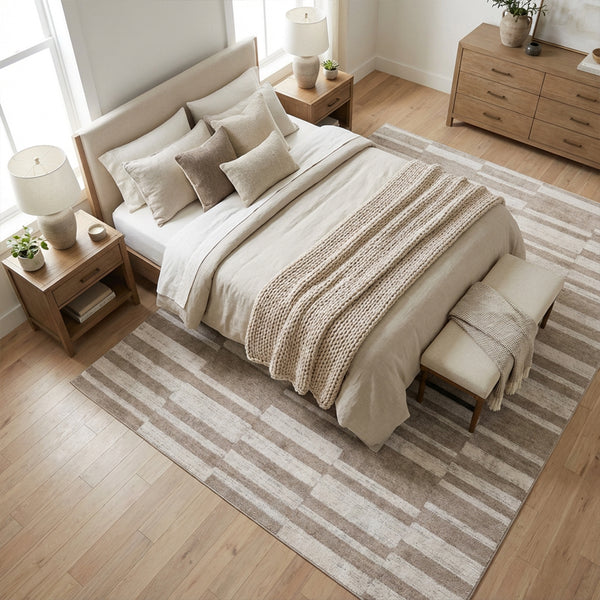 Muddy Mat® Brickline Washable Area Rugs for Living Room, Bedroom & Dining Room – Modern Soft Low Pile Non Slip Carpet – Pet Friendly Waterproof Foldable Rugs for Home