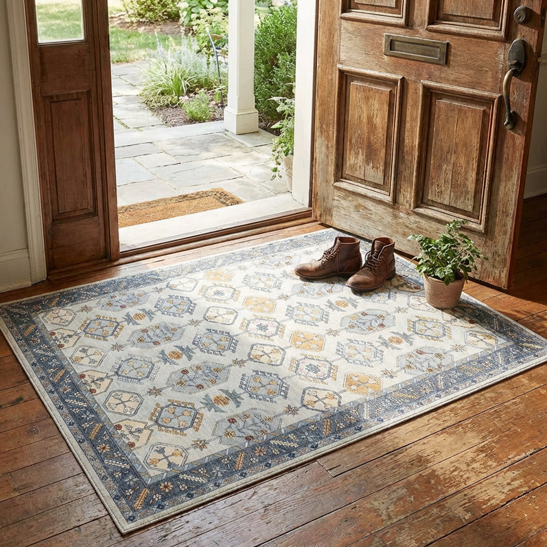 Muddy Mat® Celeste Washable Area Rugs for Living Room, Bedroom & Dining Room – Modern Soft Low Pile Non Slip Carpet – Pet Friendly Waterproof Foldable Rugs for Home