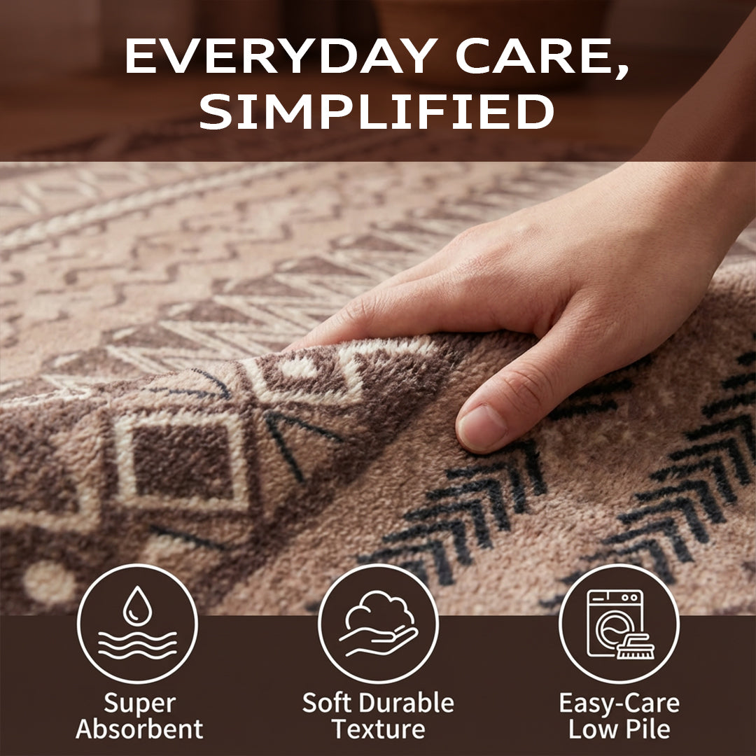 Muddy Carpet Nomad Washable Area Rugs for Living Room, Bedroom
