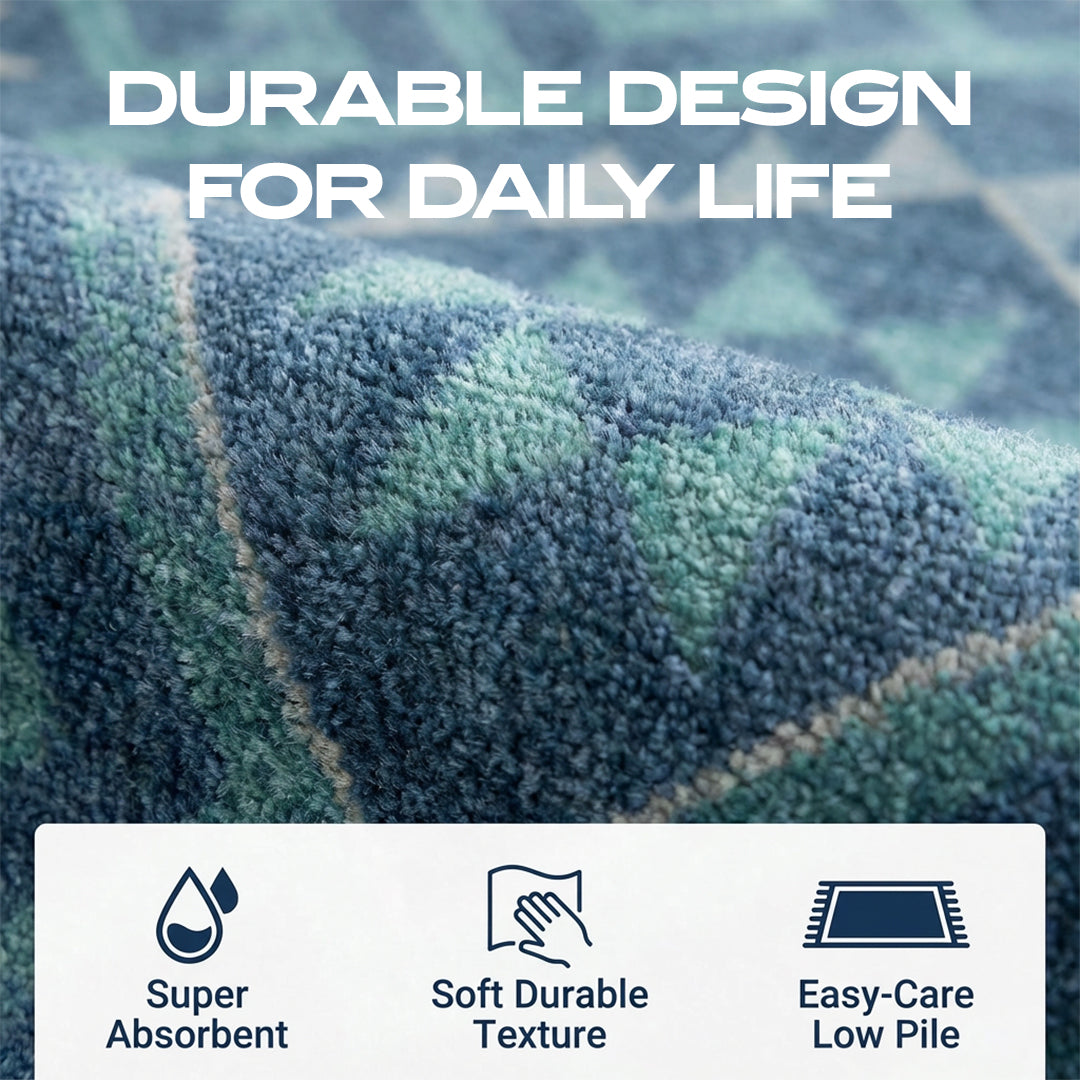 Muddy Mat® Mesa Washable Area Rugs for Living Room, Bedroom & Dining Room – Modern Soft Low Pile Non Slip Carpet – Pet Friendly Waterproof Foldable Rugs for Home