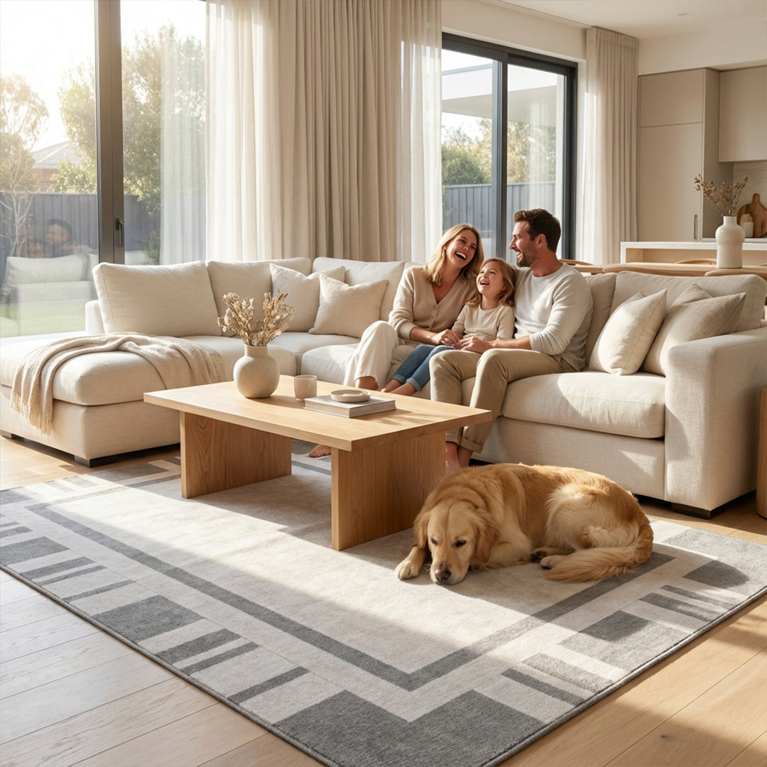 Muddy Mat® Trellis Washable Area Rugs for Living Room, Bedroom & Dining Room – Modern Soft Low Pile Non Slip Carpet – Pet Friendly Waterproof Foldable Rugs for Home