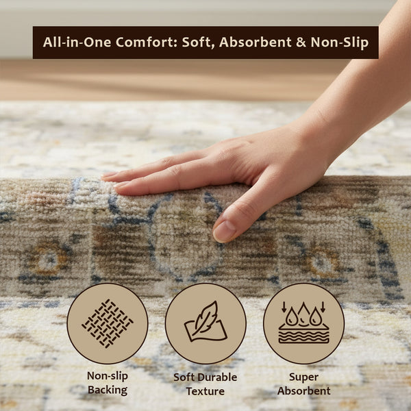 Muddy Mat® Tuscany Washable Area Rugs for Living Room, Bedroom & Dining Room – Modern Soft Low Pile Non Slip Carpet – Pet Friendly Waterproof Foldable Rugs for Home
