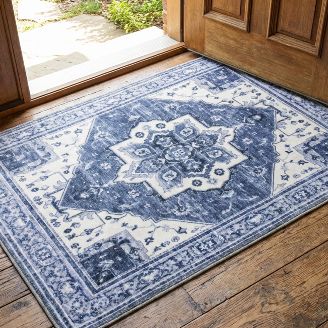 Muddy Mat® Admiral Washable Area Rugs for Living Room, Bedroom & Dining Room – Modern Soft Low Pile Non Slip Carpet – Pet Friendly Waterproof Foldable Rugs for Home