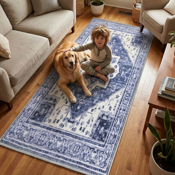 Muddy Mat® Admiral Washable Area Rugs for Living Room, Bedroom & Dining Room – Modern Soft Low Pile Non Slip Carpet – Pet Friendly Waterproof Foldable Rugs for Home