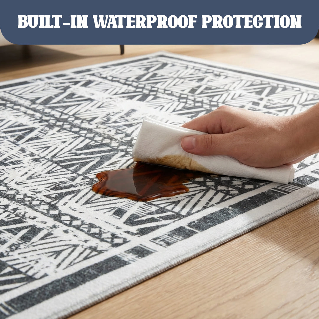 Muddy Mat® Zenith Washable Area Rugs for Living Room, Bedroom & Dining Room – Modern Soft Low Pile Non Slip Carpet – Pet Friendly Waterproof Foldable Rugs for Home