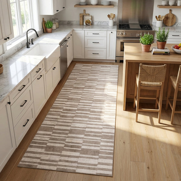 Muddy Mat® Brickline Washable Area Rugs for Living Room, Bedroom & Dining Room – Modern Soft Low Pile Non Slip Carpet – Pet Friendly Waterproof Foldable Rugs for Home