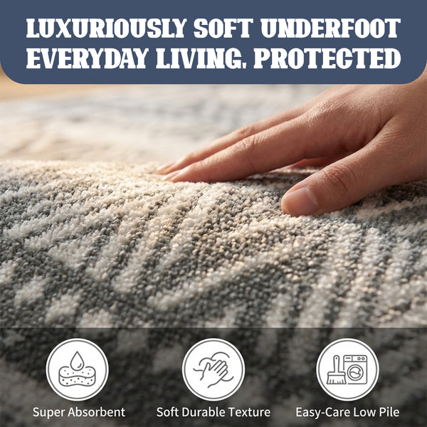 Muddy Mat® Zenith Washable Area Rugs for Living Room, Bedroom & Dining Room – Modern Soft Low Pile Non Slip Carpet – Pet Friendly Waterproof Foldable Rugs for Home