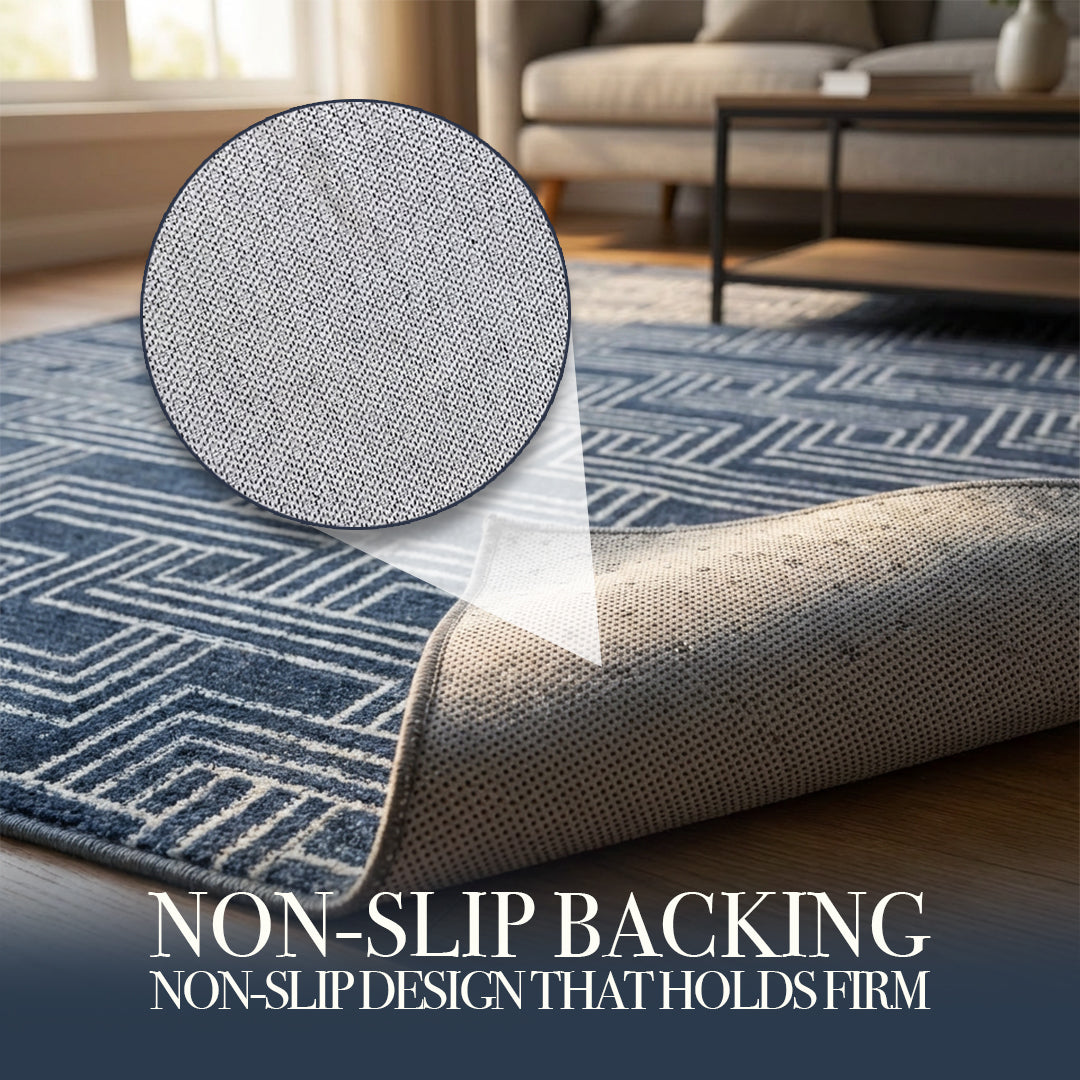 Muddy Mat® Cipher Washable Area Rugs for Living Room, Bedroom & Dining Room – Modern Soft Low Pile Non Slip Carpet – Pet Friendly Waterproof Foldable Rugs for Home