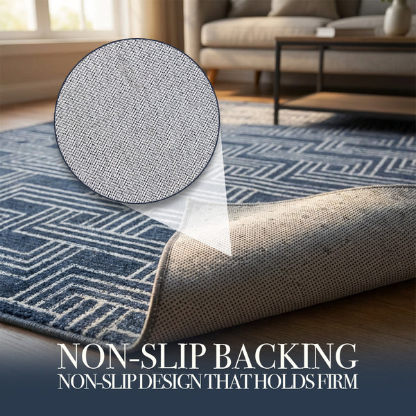 Muddy Mat® Cipher Washable Area Rugs for Living Room, Bedroom & Dining Room – Modern Soft Low Pile Non Slip Carpet – Pet Friendly Waterproof Foldable Rugs for Home