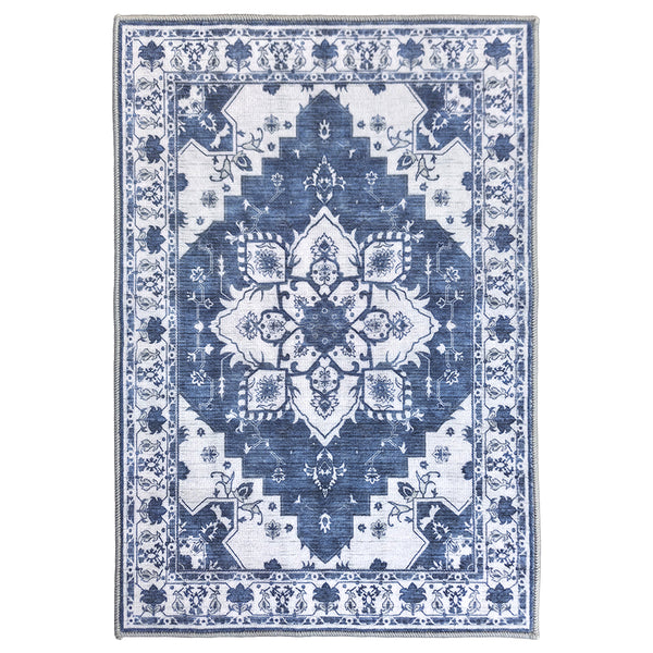 Muddy Mat® Navybell Washable Area Rugs for Living Room, Bedroom & Dining Room – Modern Soft Low Pile Non Slip Carpet – Pet Friendly Waterproof Foldable Rugs for Home