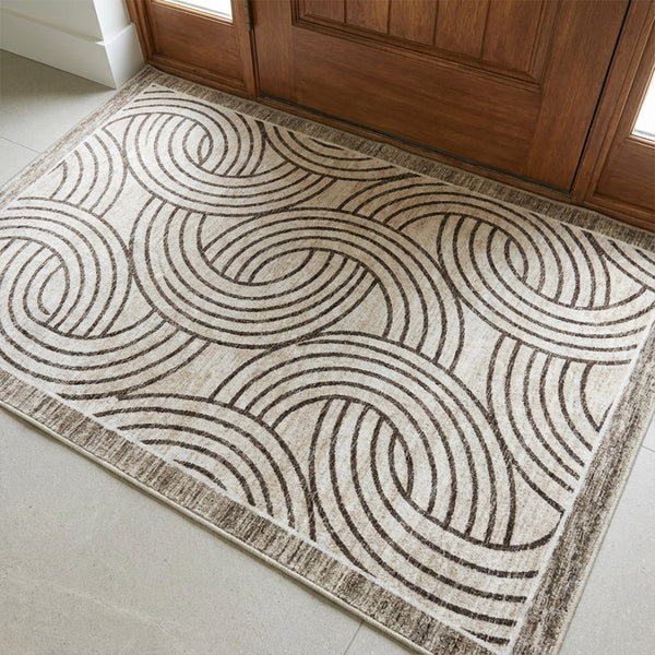 Muddy Mat® Orbit Washable Area Rugs for Living Room, Bedroom & Dining Room – Modern Soft Low Pile Non Slip Carpet – Pet Friendly Waterproof Foldable Rugs for Home