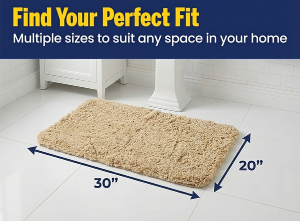 Muddy Mat® Fluffy Bathroom Rug, Soft Absorbent Microfiber Bath Mat, Non Slip, Quick Dry, Machine Washable for Bathroom Floor, Tub, Shower, Toilet and Sink
