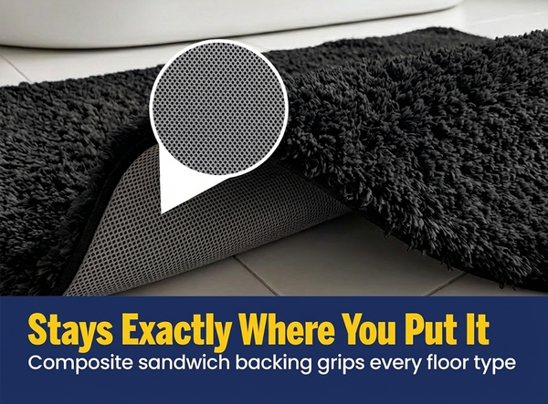Muddy Mat® Fluffy Bathroom Rug, Soft Absorbent Microfiber Bath Mat, Non Slip, Quick Dry, Machine Washable for Bathroom Floor, Tub, Shower, Toilet and Sink