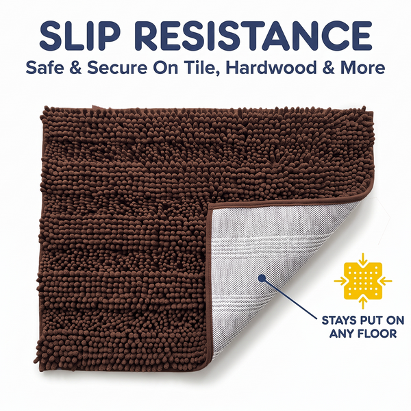 Muddy Mat® StripeMax Dog Floor Mat for Muddy Paws – Thick Plush Striped Chenille Muddy Carpet®, Super Water Absorbent Microfiber, Quick Dry, Slip Resistant Washable Indoor Mat